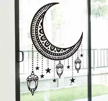 Vinilo decorativo ventana de figuras árabes - TenVinilo