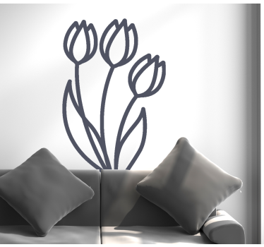 Vinilo ventana Linda línea de diseño de tulipanes - TenVinilo