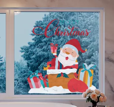 Vinilo ventana Tenemos una feliz navidad con santa claus - TenVinilo