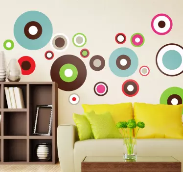 Pack de 23 adhesivos círculos concéntricos - TenVinilo
