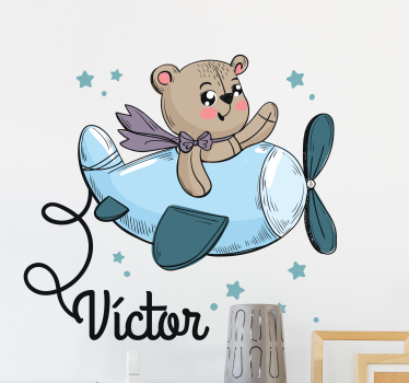 Vinilos infantiles con nombre oso avión - TenVinilo
