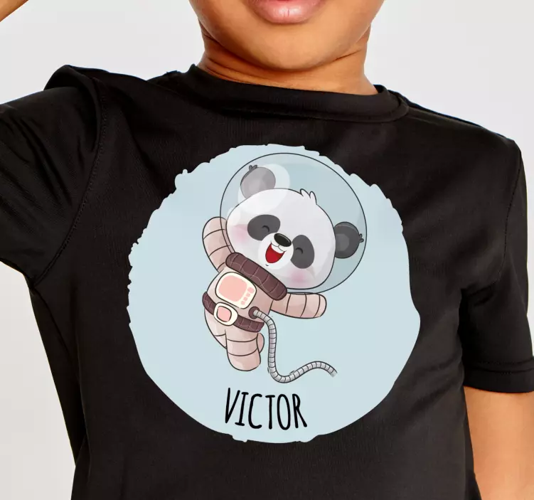 Camiseta bebé Lindo panda para niño con nombre - TenVinilo