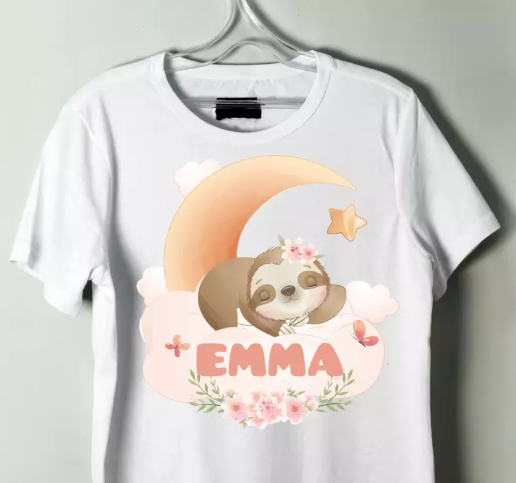 Camiseta bebé Lindos animales perezosos con nombre - TenVinilo