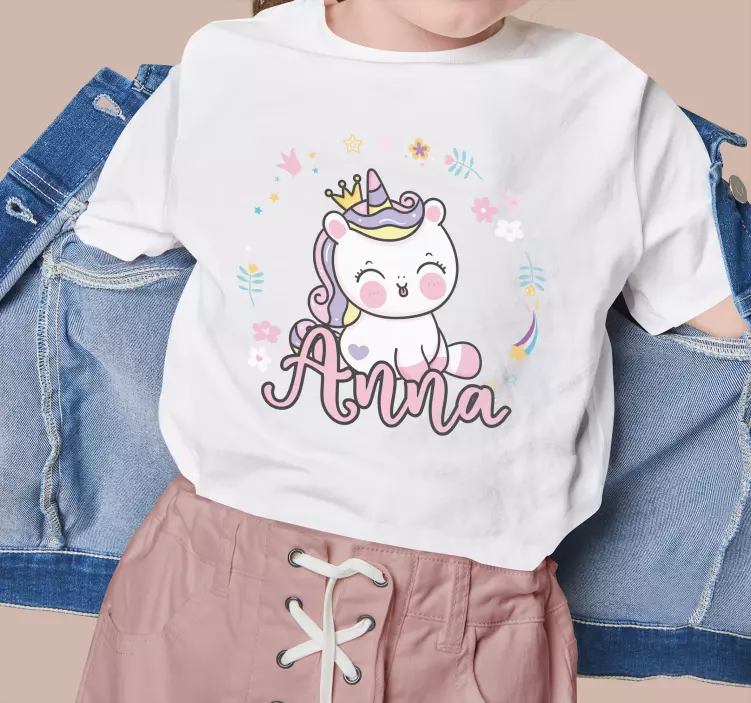 Camiseta bebé unicornio escandinavo con nombre - TenVinilo