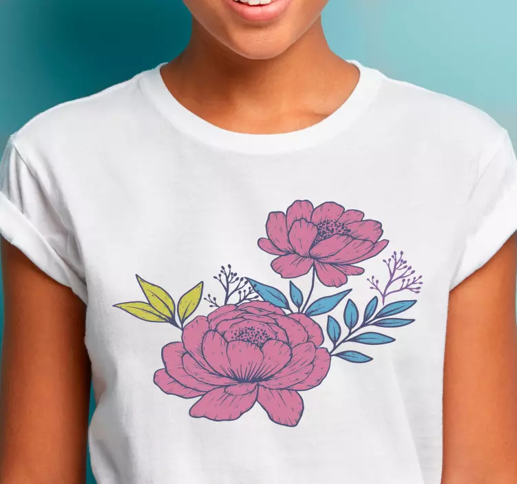 Camiseta personalizada con estampado de flores multicolores grand - TenVinilo