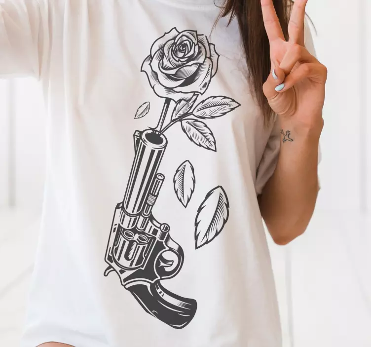 Camiseta cowboy revólver disparando rosa - TenVinilo
