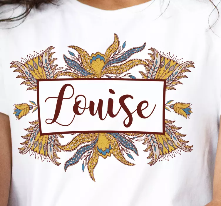 Camiseta estampado de flores paisley con nombre - TenVinilo