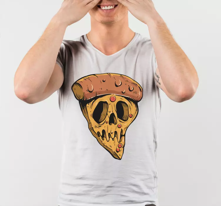 Pizza calavera estilo graffiti camiseta personalizada - TenVinilo