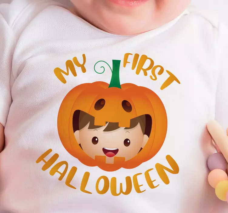 Camiseta infantil frase mi primer Halloween - TenVinilo