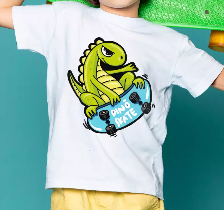 Camiseta niños bebé dinosaurio patinando - TenVinilo