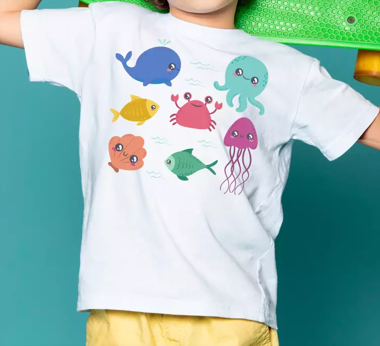 Camiseta infantil Colección de animales de vida marina - TenVinilo