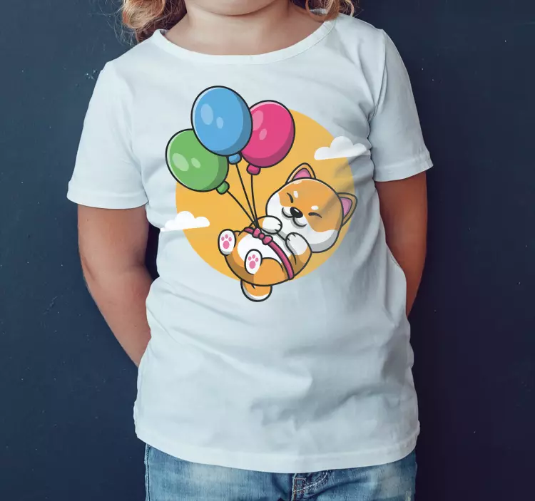 Camiseta infantil Perro chino y globos - TenVinilo