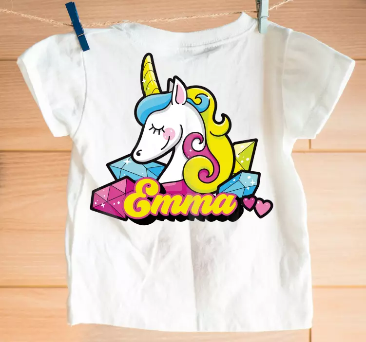 Camiseta niños unicornio colorido con nombre - TenVinilo