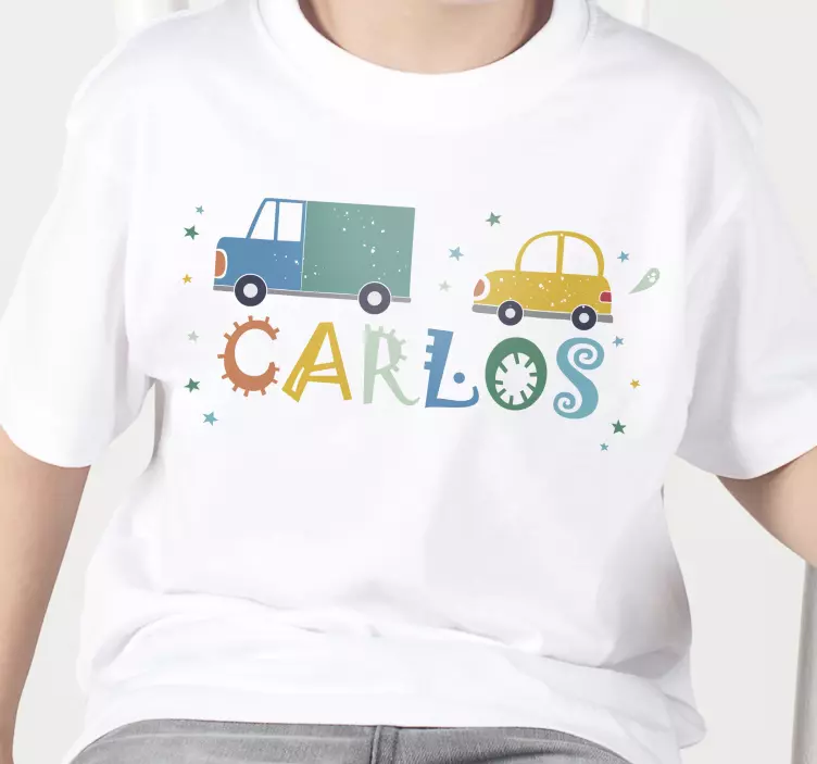 Camiseta niños vehículos coloridos personalizados - TenVinilo