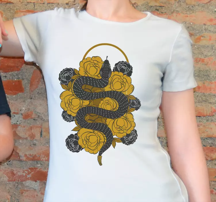 Camiseta motivo floral de serpiente - TenVinilo