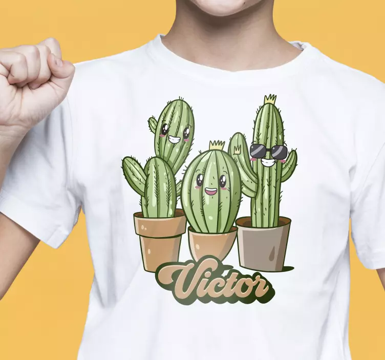 Camiseta personalizada de cactus con nombre - TenVinilo