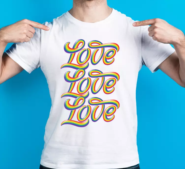 Camiseta tipografía colorida de amor - TenVinilo