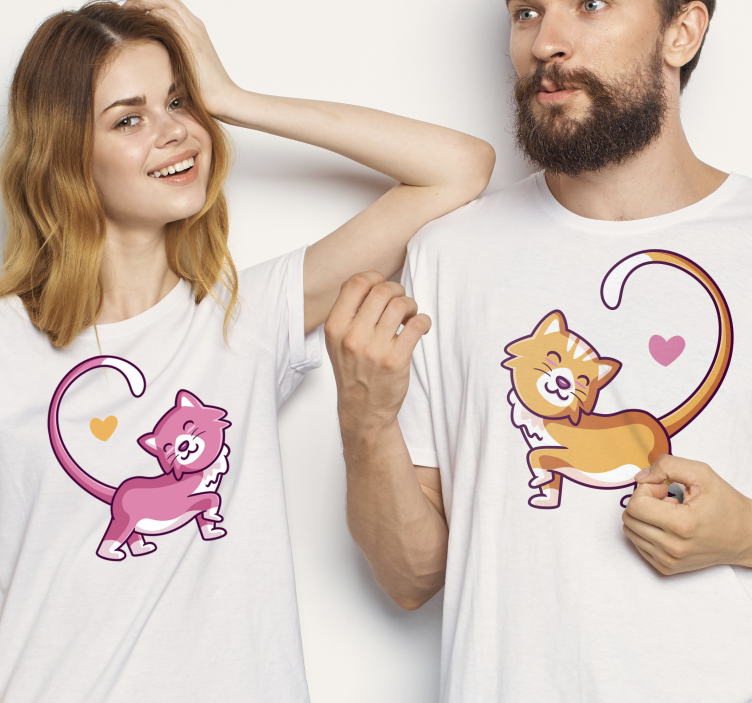 Camisetas parejas Gatos enamorados - TenVinilo
