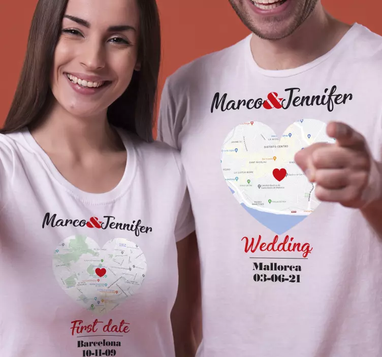 Camisetas parejas Lugares de momentos especiales - TenVinilo