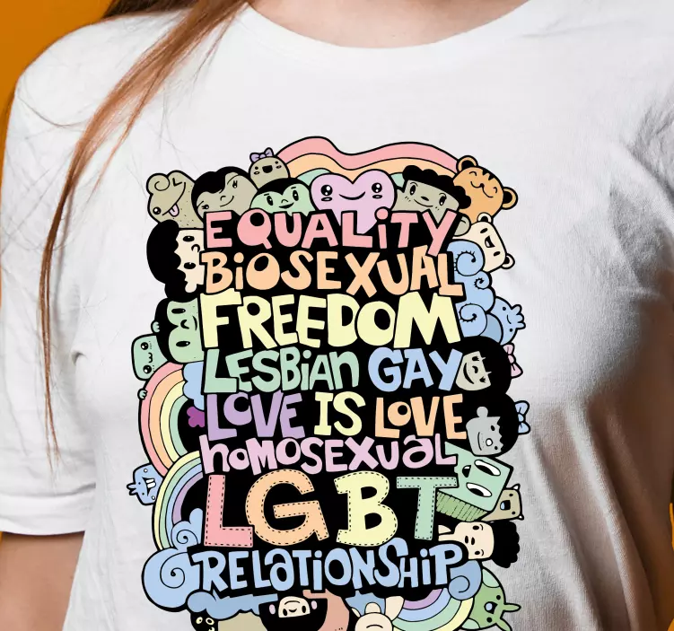 Dibujo a mano nombres de lgbt camiseta personalizada - TenVinilo