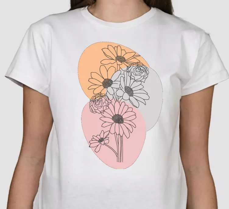 Ramo de girasoles línea arte camiseta personalizada - TenVinilo