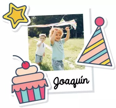 Camiseta cumpleaños infantil con foto y nombre - TenVinilo