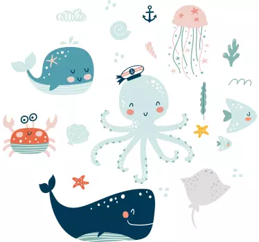 Camiseta niños criaturas marinas adorables - TenVinilo