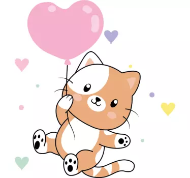 Camiseta niños globo de gato lindo - TenVinilo