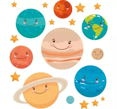 Camiseta niños Planetas sonrientes de dibujos animados - TenVinilo