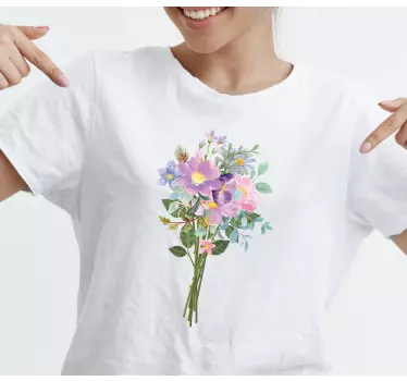 Bonito ramo de flores rosadas camisa - TenVinilo