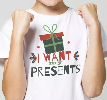 Camiseta de Navidad frase quiero regalos - TenVinilo