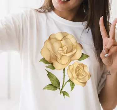 Camiseta elegantes rosas amarillas - TenVinilo
