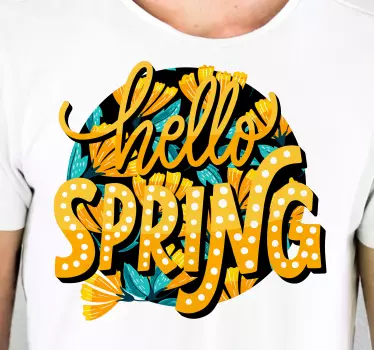 Camiseta hola primavera text - TenVinilo