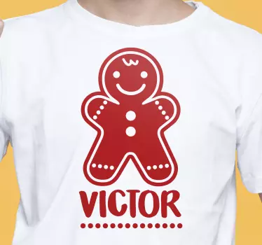 Camiseta navideña galleta navidad con nombre - TenVinilo