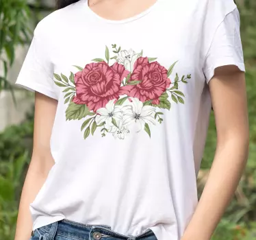 Camiseta niños acento floral rosa - TenVinilo