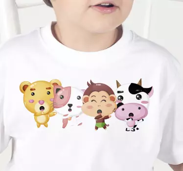 Camiseta niños adorables compañeros animales - TenVinilo