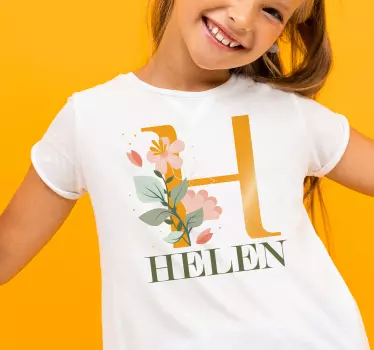 Camiseta niños camiseta floral inicial h - TenVinilo