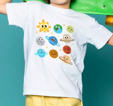Camiseta niños Camiseta planetas con caras divertidas - TenVinilo
