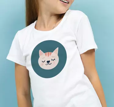 Camiseta niños cara de gato linda - TenVinilo