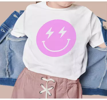 Camiseta niños Cara sonriente del rayo rosa - TenVinilo