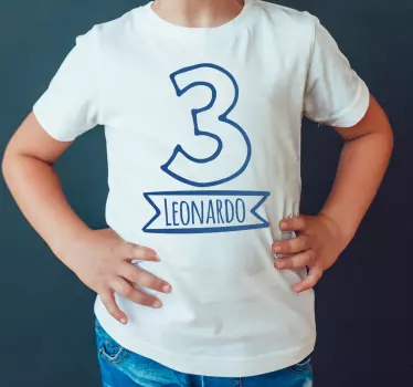 Camiseta niños cumpleaños número tres - TenVinilo