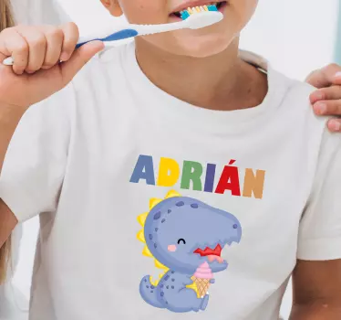 Camiseta niños Dinosaurio y nombre personalizado - TenVinilo