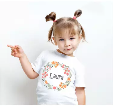 Camiseta niños diseño floral encantador con nombre - TenVinilo