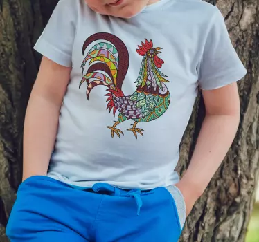 Camiseta niños diseño gallo colorido - TenVinilo