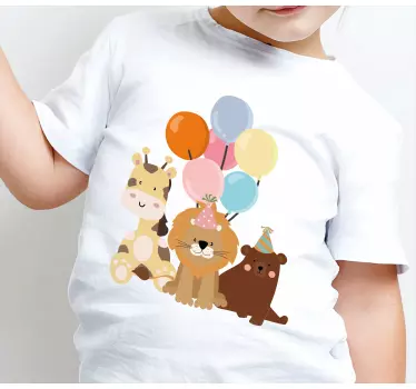 Camiseta niños diversión de cumpleaños con animales - TenVinilo