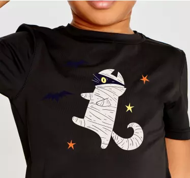 Camiseta niños gato momia diversión halloween - TenVinilo