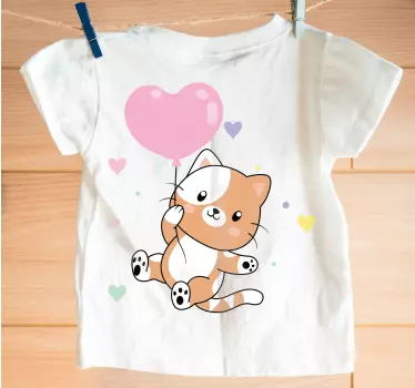 Camiseta niños globo de gato lindo - TenVinilo