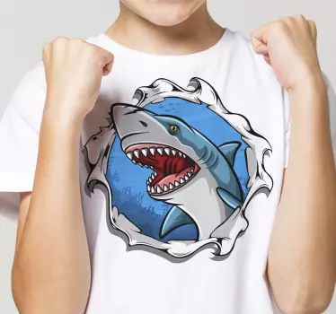 Camiseta niños gran tiburón 3d - TenVinilo