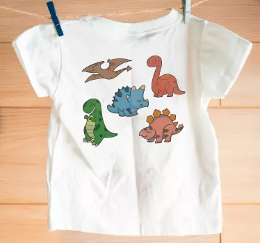 Camiseta niños ilustraciones de dinosaurios adorables - TenVinilo