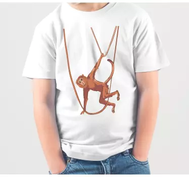 Camiseta niños mono columpiándose en la cuerda - TenVinilo